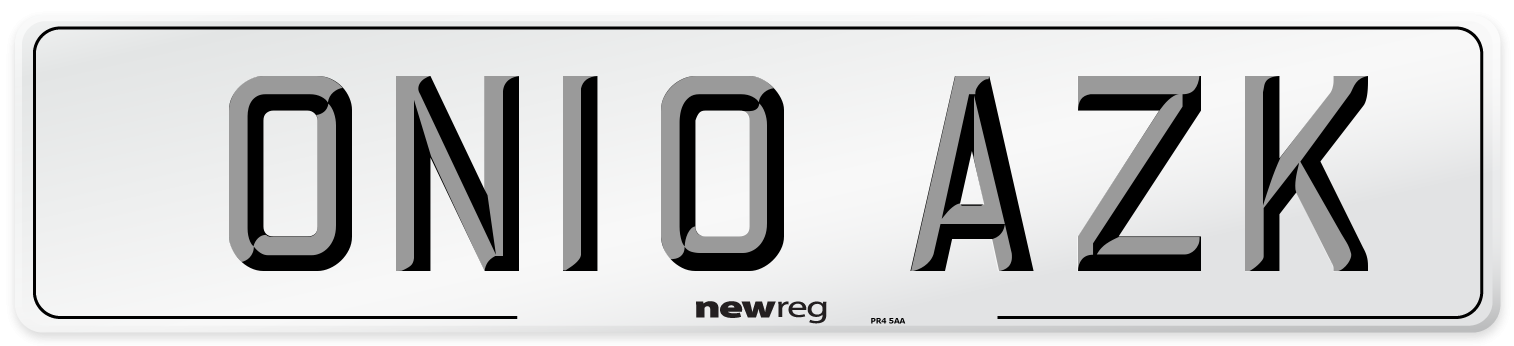 ON10 AZK Number Plate from New Reg